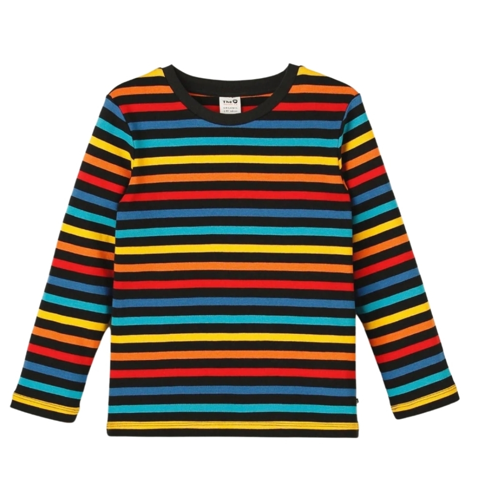 BLACK MULTI-STRIPE | Organic LS Ribbed Tee